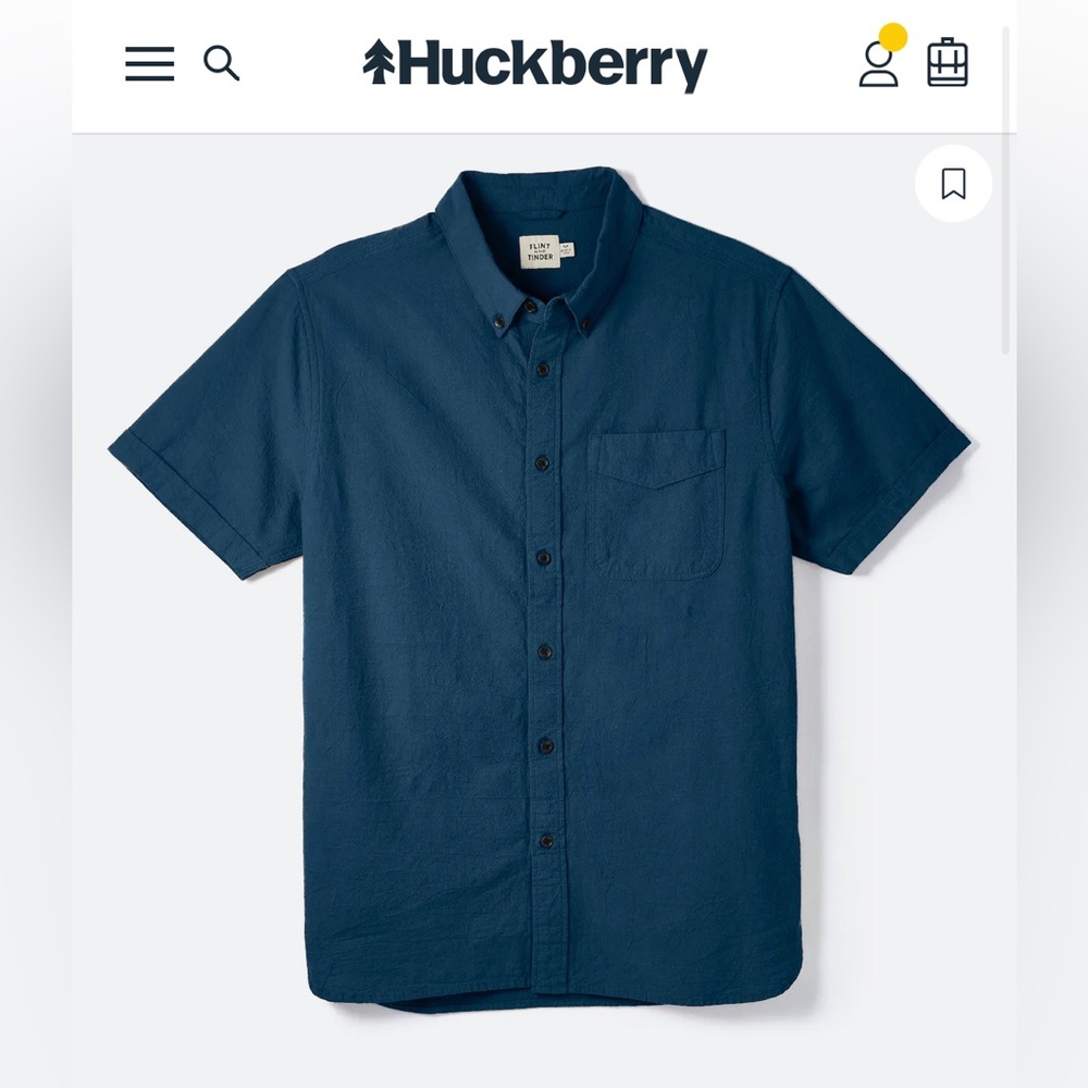 FLINT AND TINDER Cotton Linen Short Sleeve Shirt
in Washed Navy